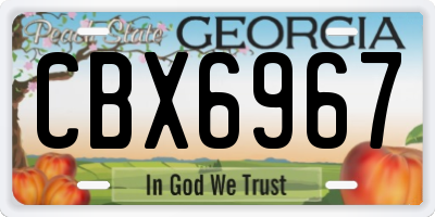 GA license plate CBX6967