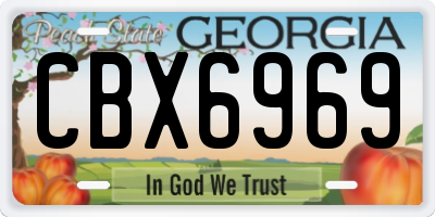 GA license plate CBX6969