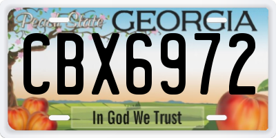 GA license plate CBX6972