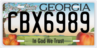GA license plate CBX6989