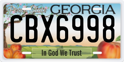 GA license plate CBX6998