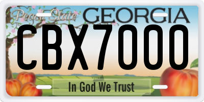 GA license plate CBX7000