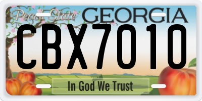 GA license plate CBX7010