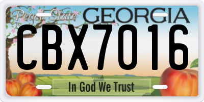 GA license plate CBX7016