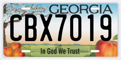 GA license plate CBX7019