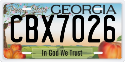 GA license plate CBX7026