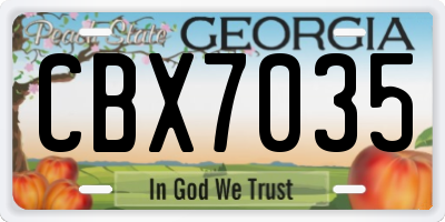 GA license plate CBX7035