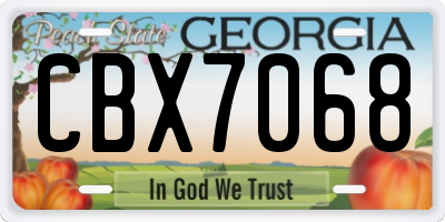 GA license plate CBX7068