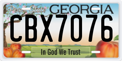 GA license plate CBX7076