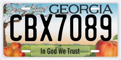 GA license plate CBX7089