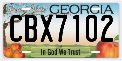 GA license plate CBX7102
