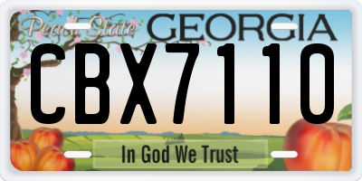 GA license plate CBX7110