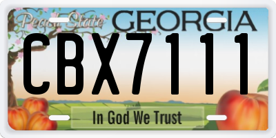 GA license plate CBX7111