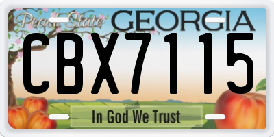 GA license plate CBX7115