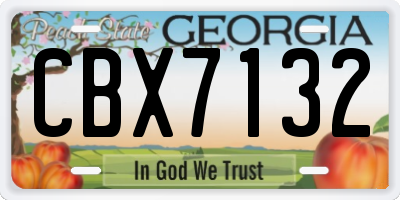 GA license plate CBX7132