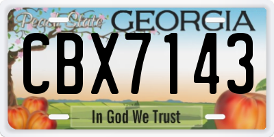 GA license plate CBX7143