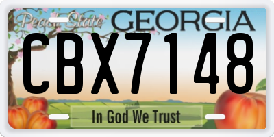 GA license plate CBX7148
