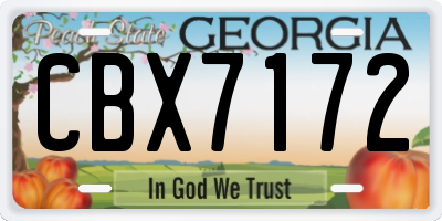 GA license plate CBX7172