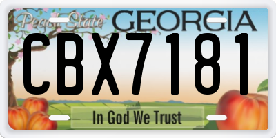 GA license plate CBX7181