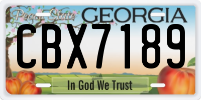 GA license plate CBX7189
