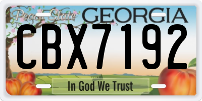 GA license plate CBX7192