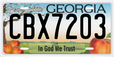 GA license plate CBX7203