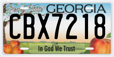GA license plate CBX7218