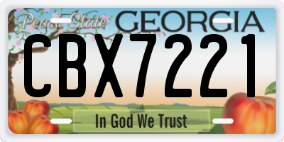 GA license plate CBX7221