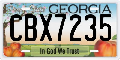 GA license plate CBX7235