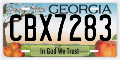 GA license plate CBX7283