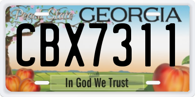 GA license plate CBX7311