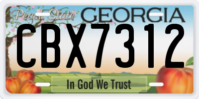 GA license plate CBX7312