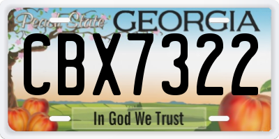 GA license plate CBX7322