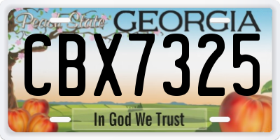 GA license plate CBX7325