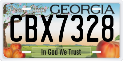 GA license plate CBX7328