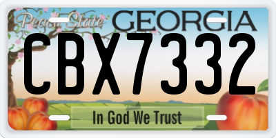 GA license plate CBX7332