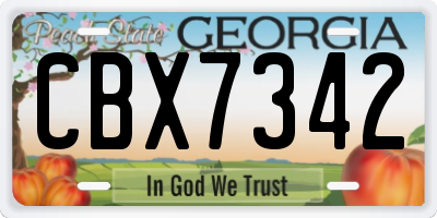GA license plate CBX7342