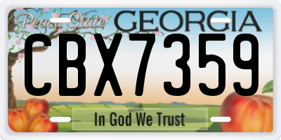 GA license plate CBX7359