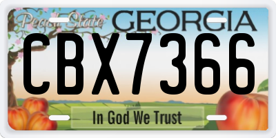 GA license plate CBX7366