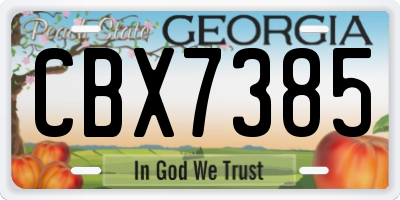 GA license plate CBX7385