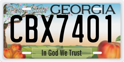 GA license plate CBX7401