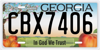 GA license plate CBX7406