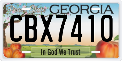 GA license plate CBX7410