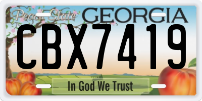 GA license plate CBX7419