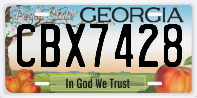 GA license plate CBX7428