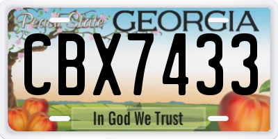 GA license plate CBX7433