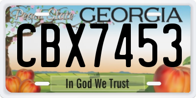 GA license plate CBX7453
