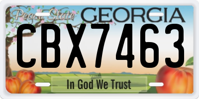 GA license plate CBX7463