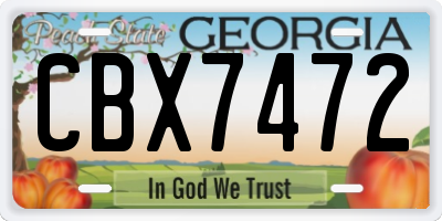 GA license plate CBX7472