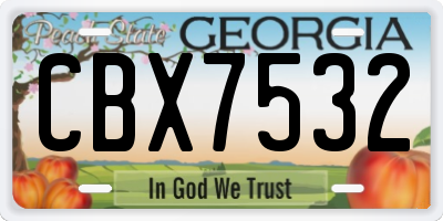 GA license plate CBX7532